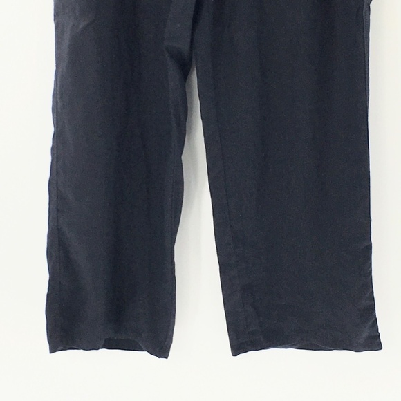 Marks & Spencer Women Linen Wide Leg Pant Black Drawstring Pockets Uk 18 US 14 - Picture 4 of 8